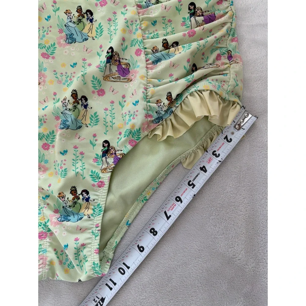 Disney Hot Topic Princess Floral Ruffle High Waisted Bikini Set Green Yellow